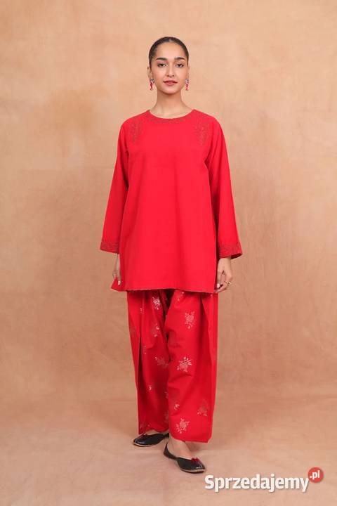 Czerwony komplet Salwar Kurti 2XL 3XL Haft czerwony Szczecin