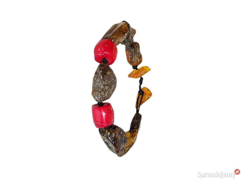 7577 Bransoletka z Bursztynami i Koralami Kędzierzyn-Koźle