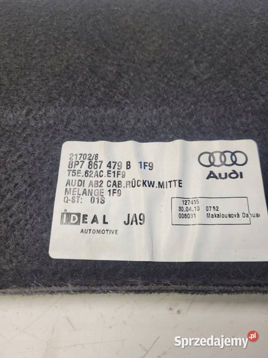 TAPICERKA TYLNEJ ŚCIANY AUDI A3 CABRIO Tapicerki samochodowe Wyposażenie wnętrza Przystajń
