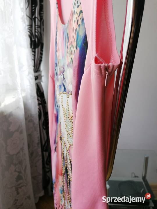 NOWA RÓŻOWA SUKIENKA OVAVIFA PIĘKNIE ZDOBIONA RL Łódź