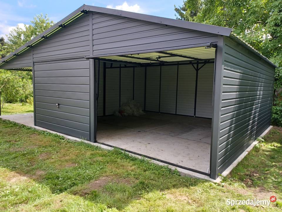 GRAFITOWY Garaż Blaszany 9x6 z ZADASZENIEM Nieruchomości