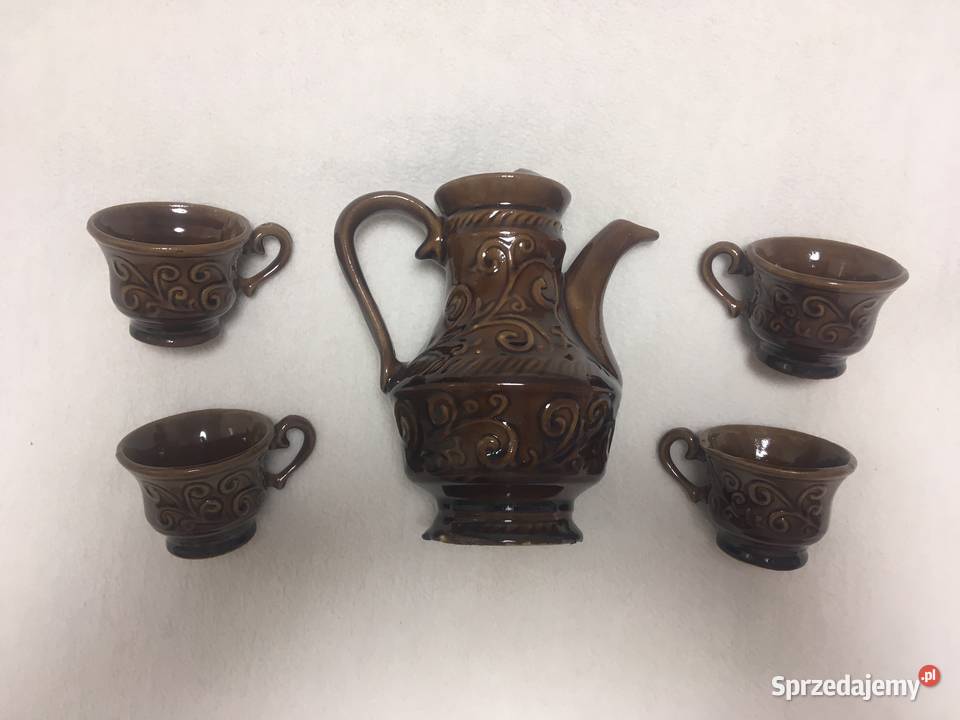 Stary zestaw kawowy porcelit kamionka brąz zachodniopomorskie Kołobrzeg