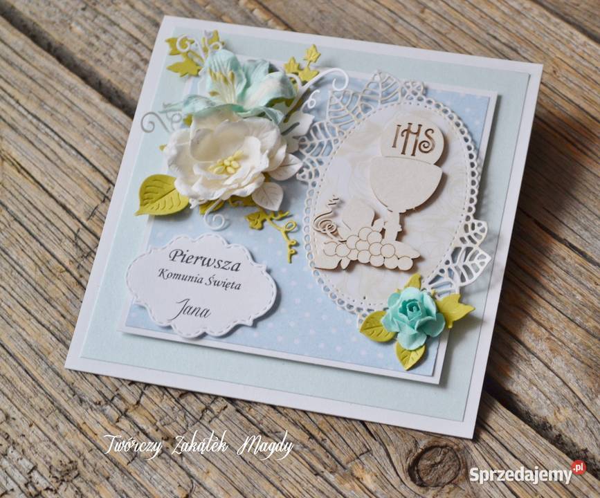 Kartka na Komunię ręcznie robiona różne wzory Słupsk