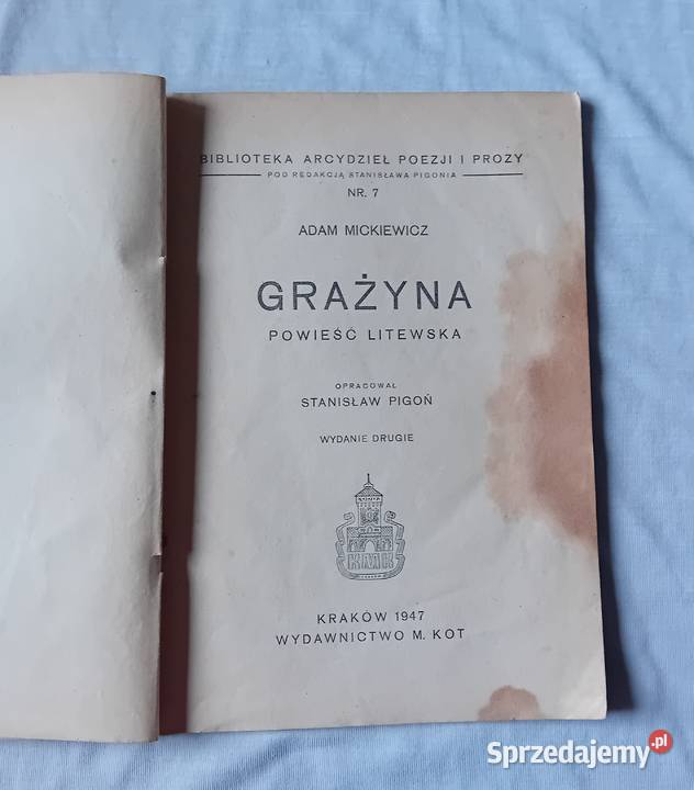 Adam Mickiewicz Grażyna Powieść litewska Wyd Antykwariat Koźminek