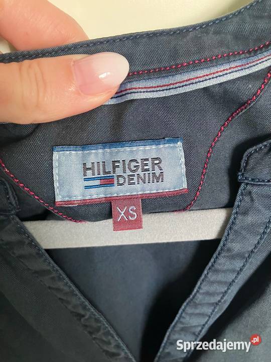 Nowa bluzka Tommy Hilfiger lyocell granatowa XS Nisko