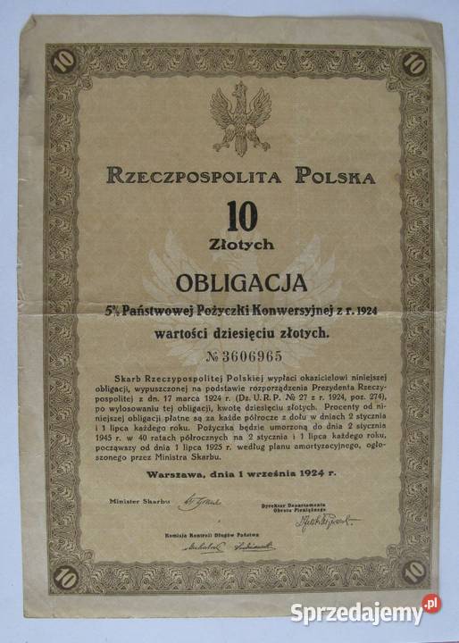 Obligacja 10 50 z 1924 i 5 z 1931 śląskie Dąbrowa Górnicza