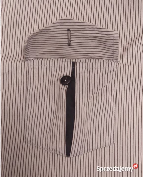 Koszula męska GIESTO krótki rękaw szary/srebrny Hajnówka