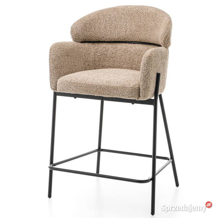 Hoker Tapicerowany Bolzano Boucle Ciemnobeżowe Hokery