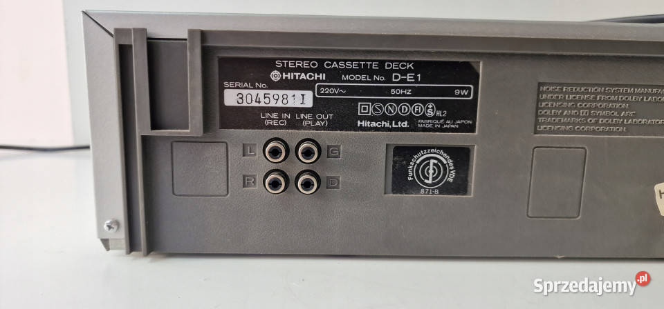 Magnetofon cassette deck Hitachi DE1 D E1 VU sprzedam
