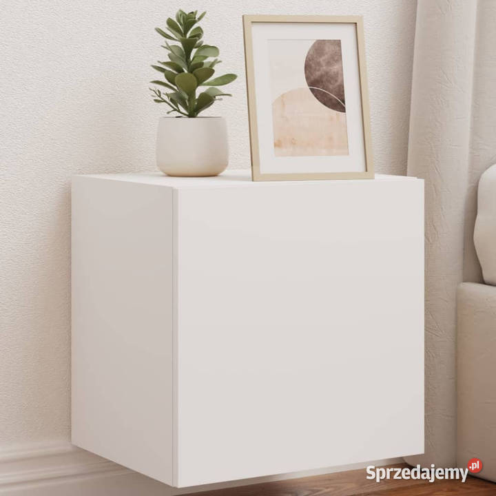 Ścienne szafki TV z LED 2 białe 405x35x40 Warszawa