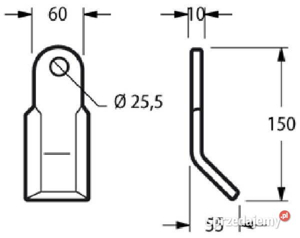 Nóż bijaka 60x150 mm pasuje do Agrimaster CK1100 małopolskie Kamionna