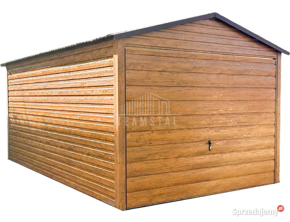 Garaż Blaszany 3x5m Brama Uchylna Jasny orzech 420zł/m2 pomorskie Miastko