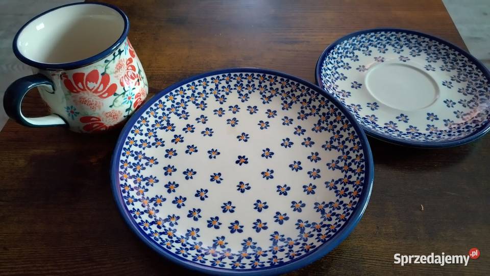 Komplet dwa talerze kubek Bolesławiec