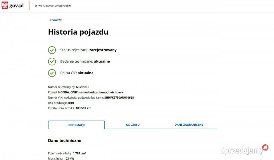 Honda Civic 18 Benzyna Moc 140 Zarejestrowany Hatchback Elbląg