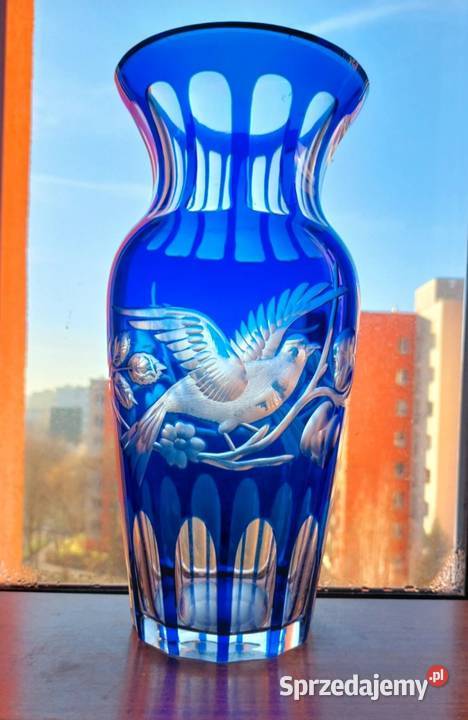 Piękny duży wazon kryształowy PRL dolnośląskie Wrocław