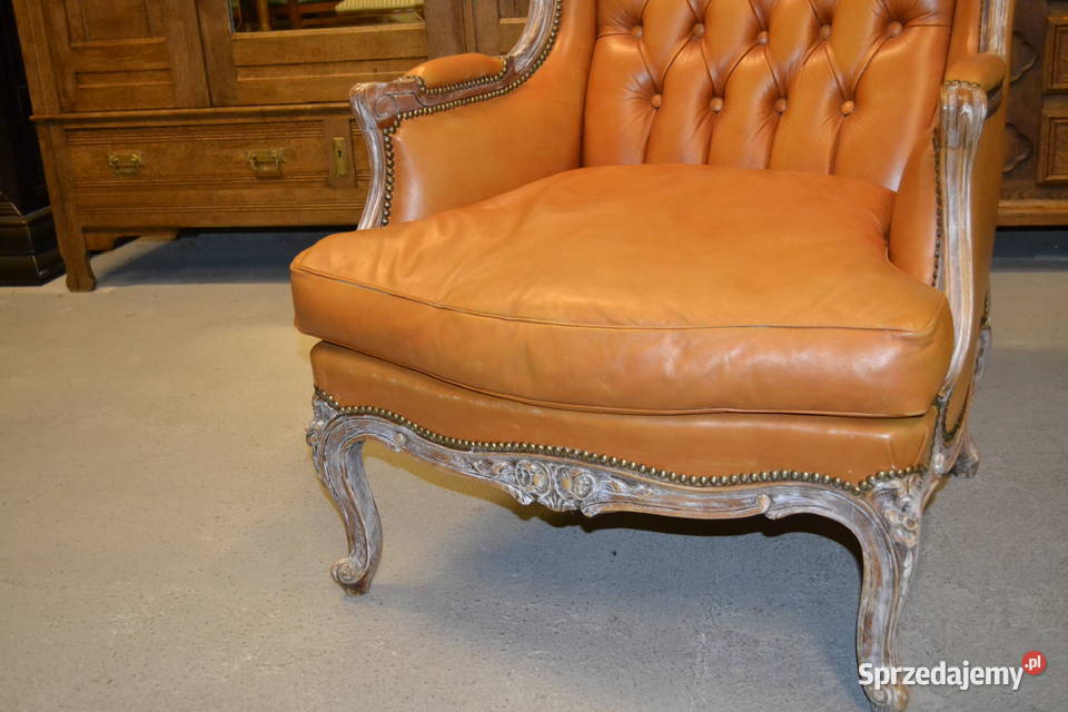 fotel ludwikowski skóra pikowania Meble Będzin sprzedam