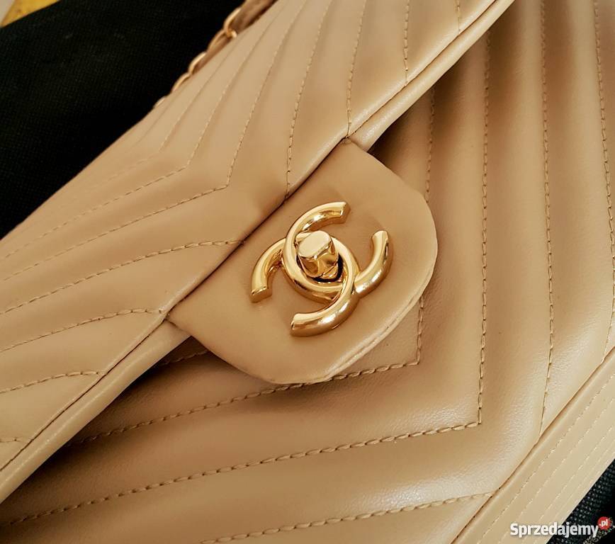 TOREBKA CHANEL 255 PIKOWANA CHANELKA BEŻ ZŁOTO Bydgoszcz