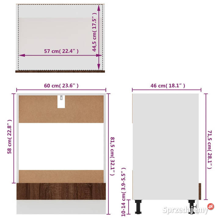 Szafka pod piekarnik brązowy dąb 60x46x815 Warszawa sprzedam