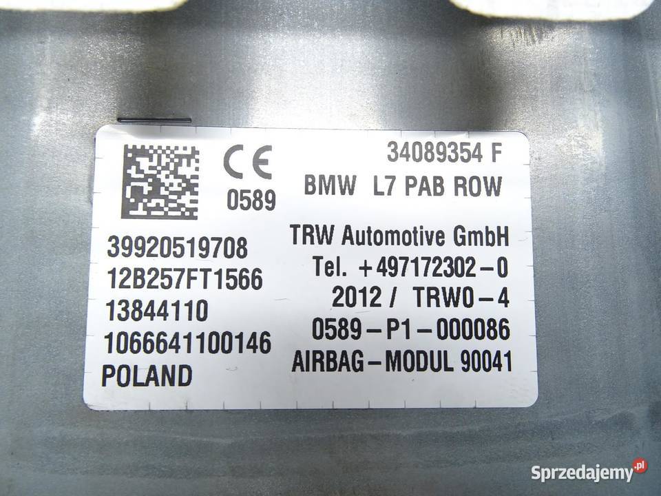 PODUSZKA POWIETRZNA AIRBAG PASAŻERA 34089354F