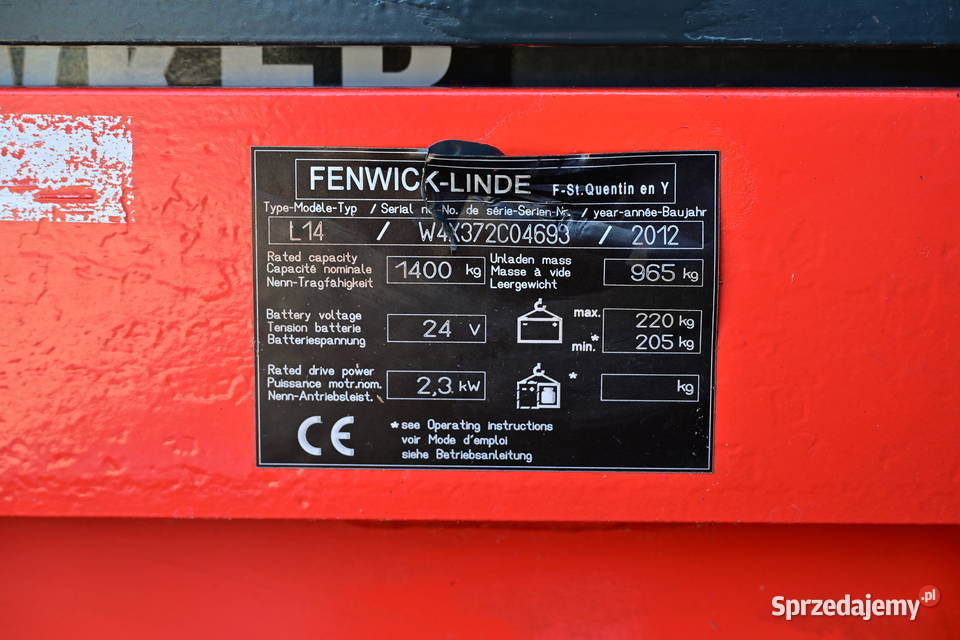 Paleciak elektryczny Linde L14 301 1400 Duplex Częstochowa