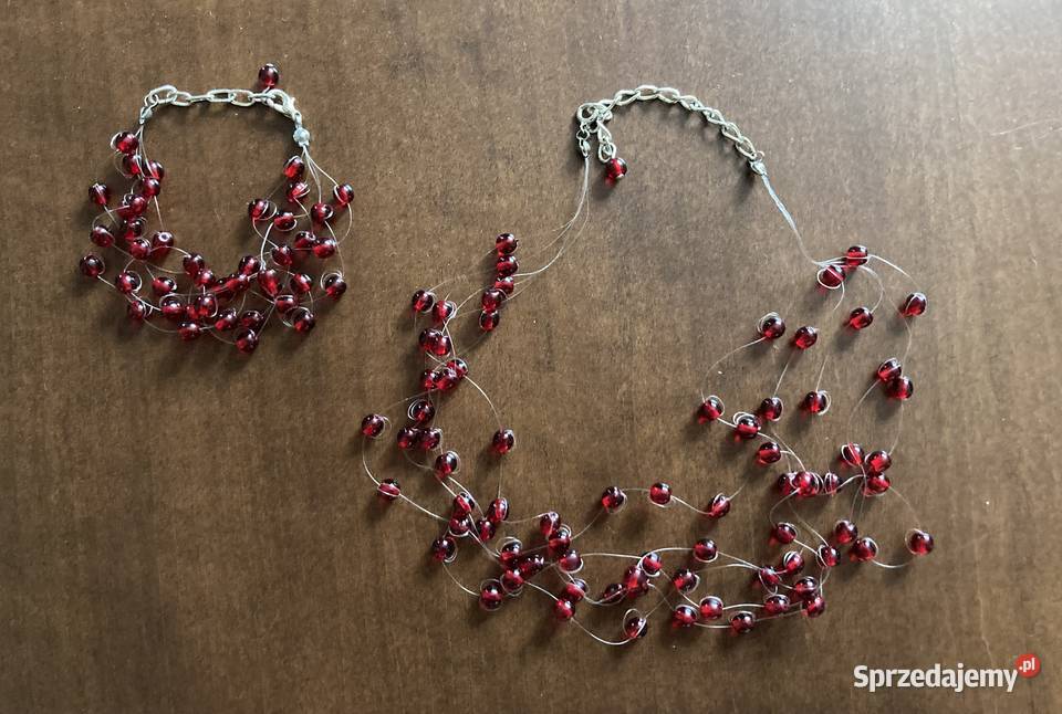 naszyjnik czerwony bransoletka sprzedam