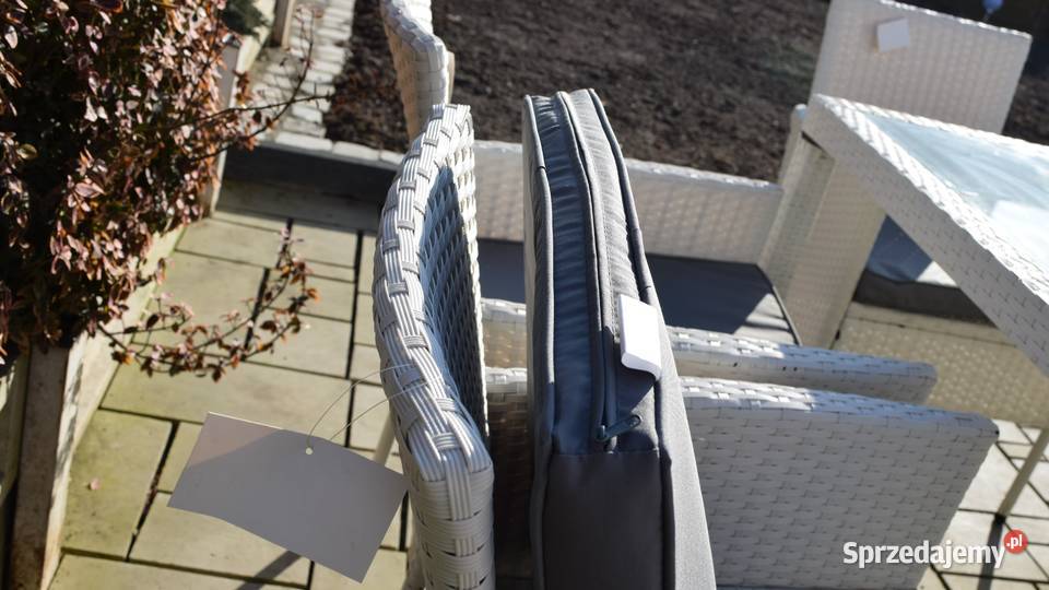 Meble ogrodowe zestaw technorattan 18 rattan biały Bosutów sprzedam