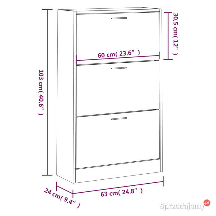 Szafka na buty biały 63x24x103 materiał Warszawa