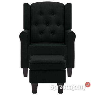 vidaXL Fotel z podnóżkiem czarny tapicerowany