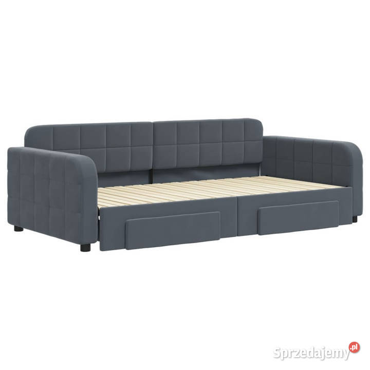 Sofa rozsuwana z szufladami ciemnoszara aksamit Dom i Ogród Warszawa sprzedam