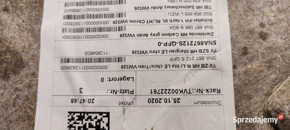 VW TIGUAN II TAPICERKA BOCZKA DRZWI PRAWY TYŁ