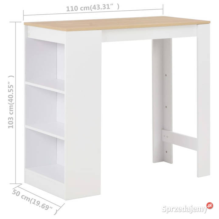 Stolik barowy z półkami biały 110 x 50 x 103 Warszawa sprzedam