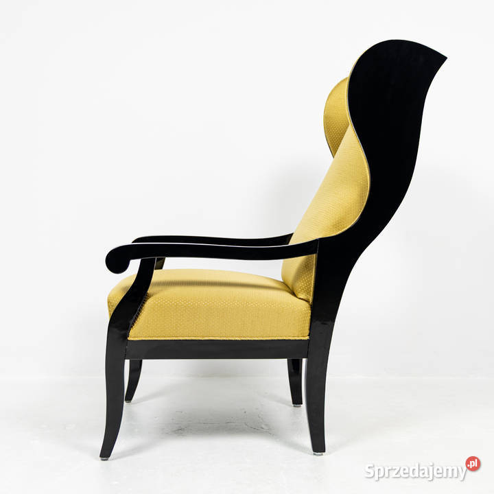 Fotel Uszak Biedermeier Antyk Stary Czarny Swarzędz