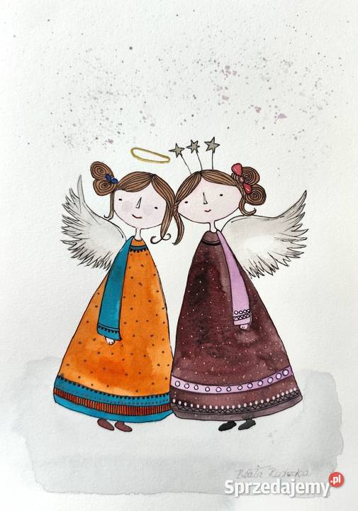 Akwarela Akwarelka Obraz pt Świąteczny Duet sprzedam