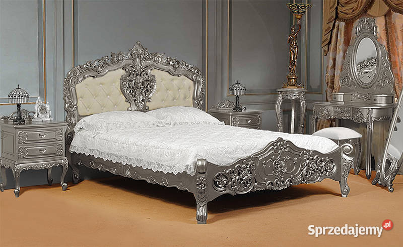 Nowe łóżko srebrne tapicer. 160x200 cm barok rokoko 78278t