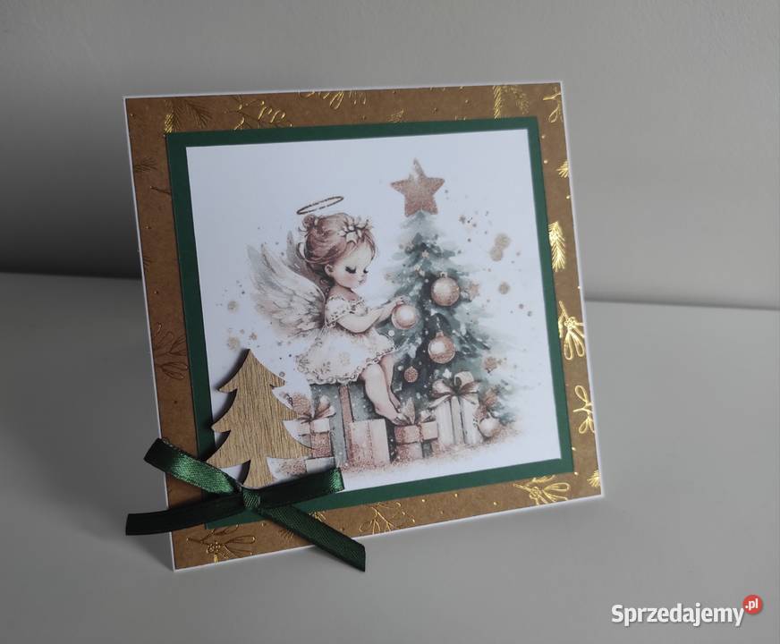 Kartka ręcznie robiona handmade świąteczna Boże Łódź