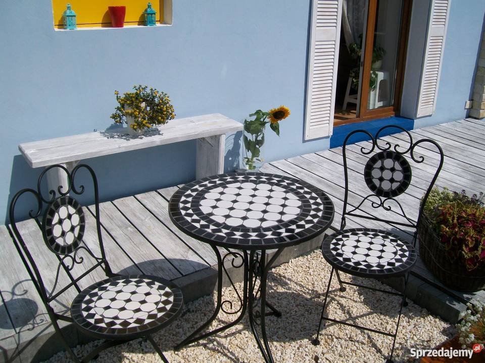 zestaw balkonowy stół2 krzesła mozaika taras Bosutów