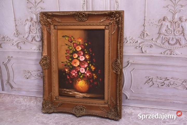 Obraz na Płótnie Kolorowe Kwiaty w Wazonie Złota Kraków sprzedam