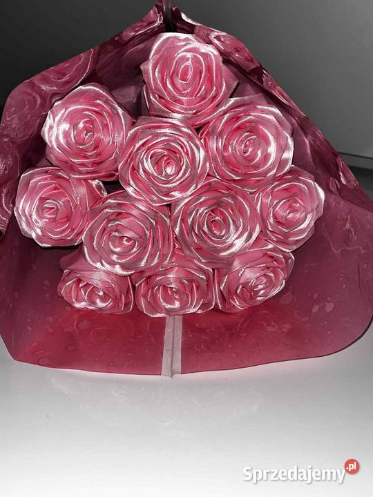 Bukiet rękodzieło sztuczne róże ze wstążki Zamość sprzedam