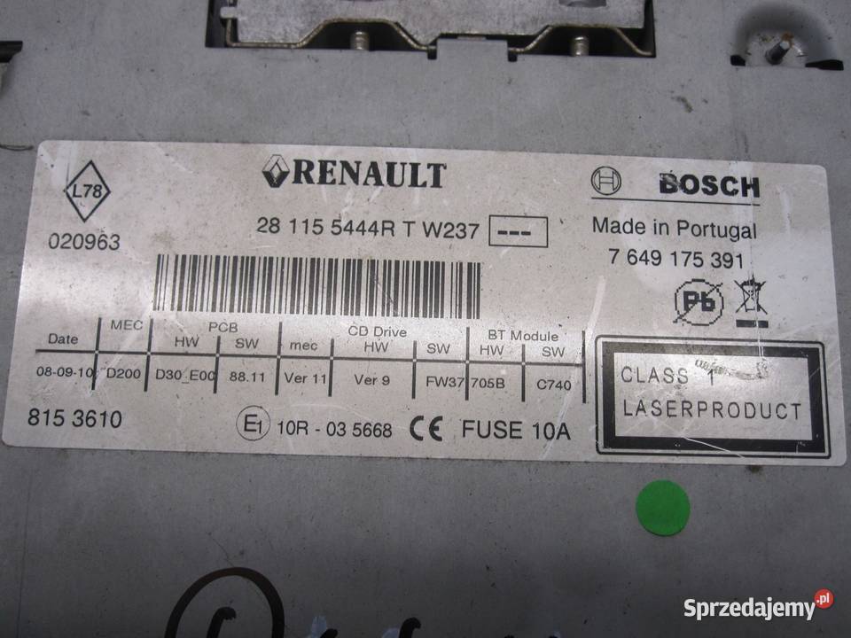 OPEL VIVARO A LIFT 11r radio CD 281155444R Kielce