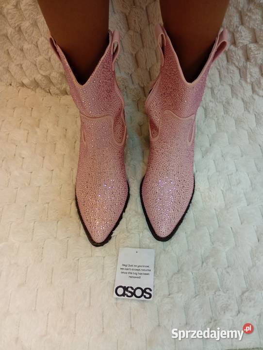 40 Asos Design Różowe bogato zdobione botki Kraków sprzedam
