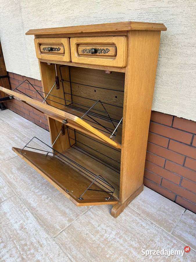 Szafka na buty dębowa wąska stylowa komoda Sulbiny