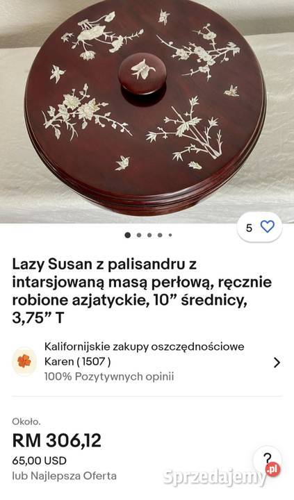 PALISANDER Z INTARSJAMI Z MASY PERŁOWEJ duża Pabianice