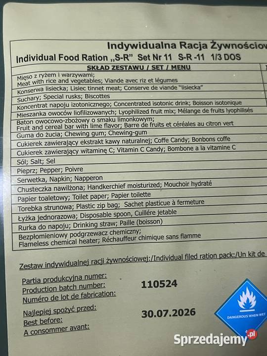 Racja żywnościowa SR11 Poznań