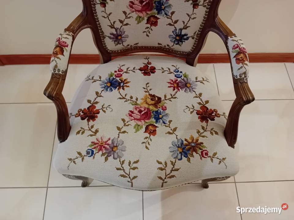 Fotel barokowy styl ludwikowski z haftowanym zachodniopomorskie