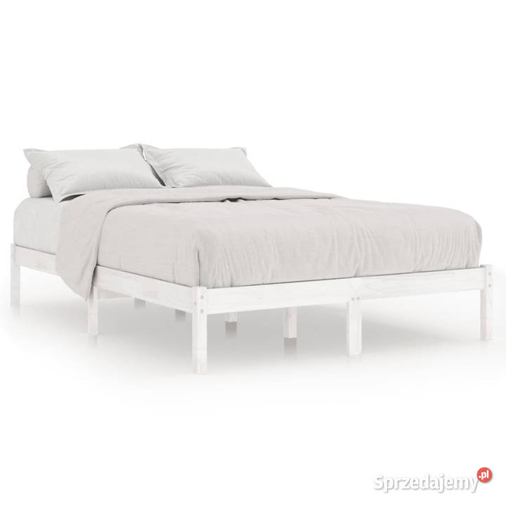 Rama łóżka biała lite drewno sosnowe 150x200