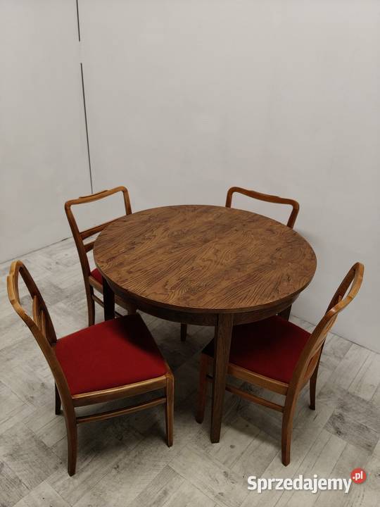 stół drewniany okleina dąb jasny vintage okrągły Radomsko sprzedam