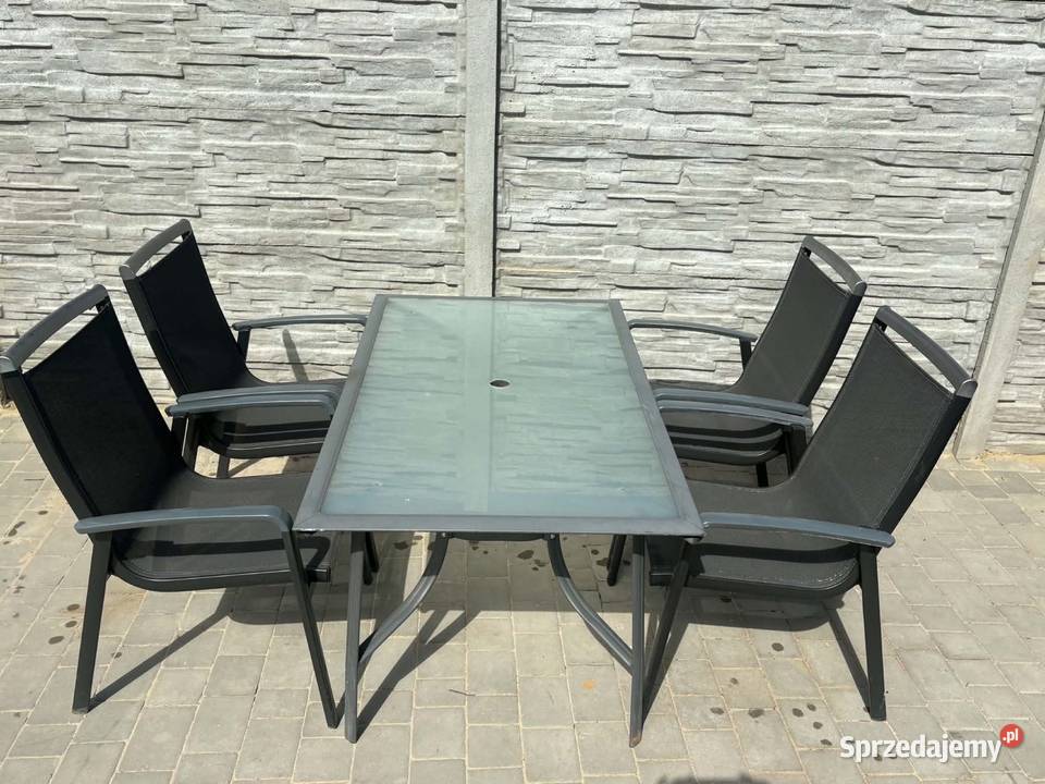 Komplet aluminiowy 4krzesła stół Ostrów Wielkopolski