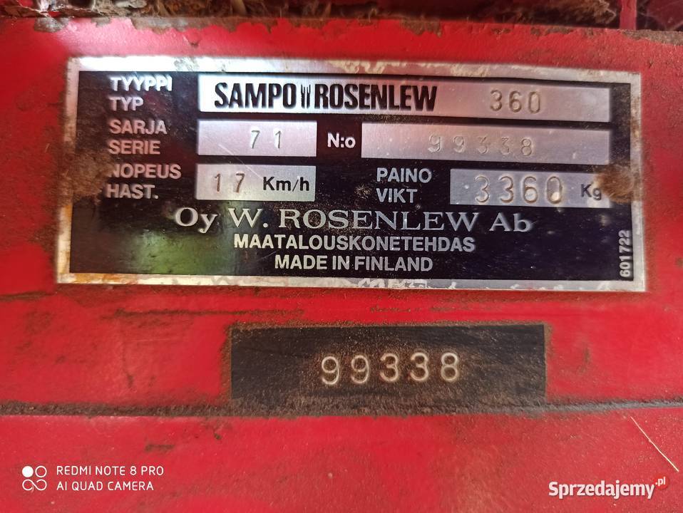 Kombajn zbożowy Sampo 360 Rolnictwo Paprotnia