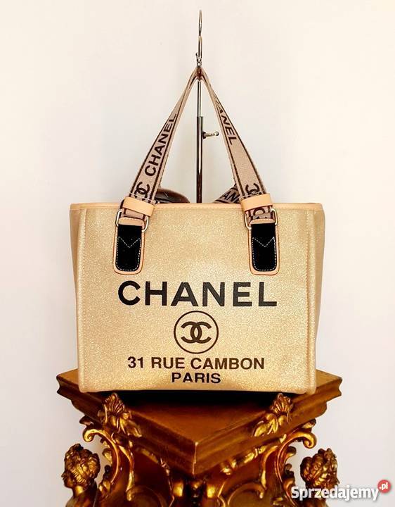 ZŁOTA SZOPERKA CHANEL TOREBKA CC ZŁOCONA SHOPPER Bydgoszcz