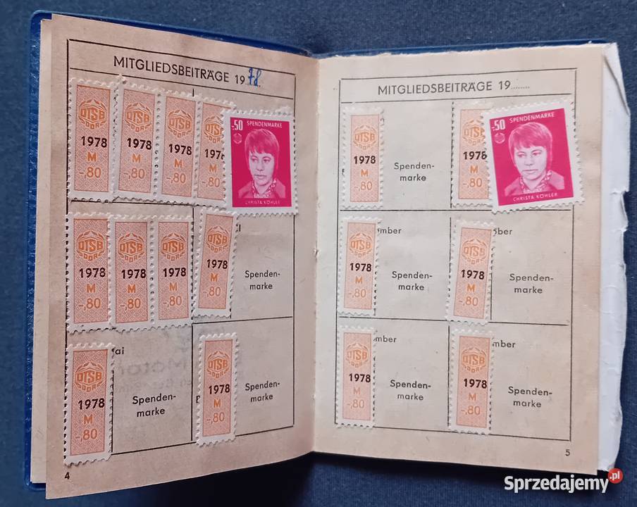 Legitymacja Deutsche Turn und Sportbuch der DDR Koźminek